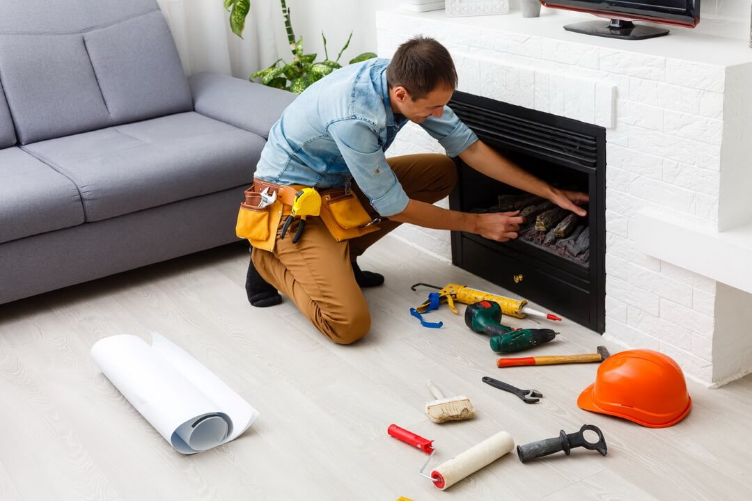 installation fireplace